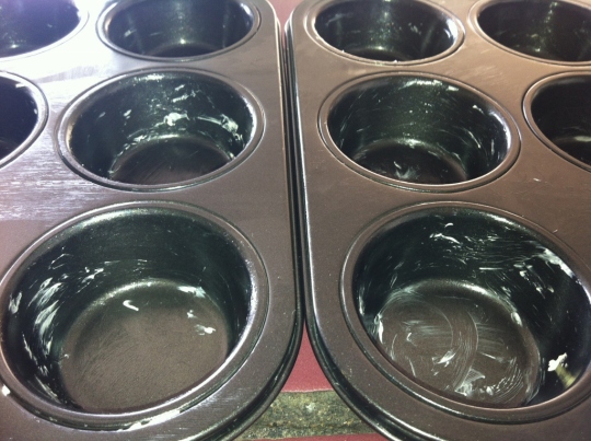 grease muffin tins 